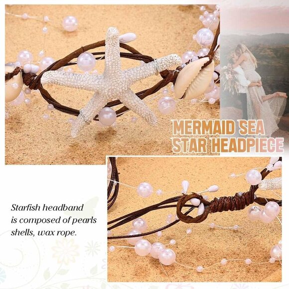 Beach Wedding Hair Accessories Pearl Shell Starfish Mermaid Headpiece for Women